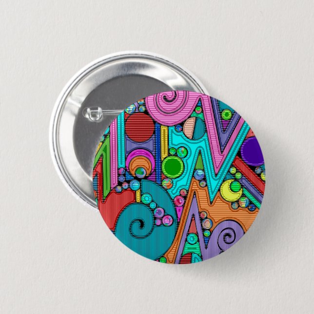 Hand And Digitally Painted Pattern Art 12 Button (Front & Back)