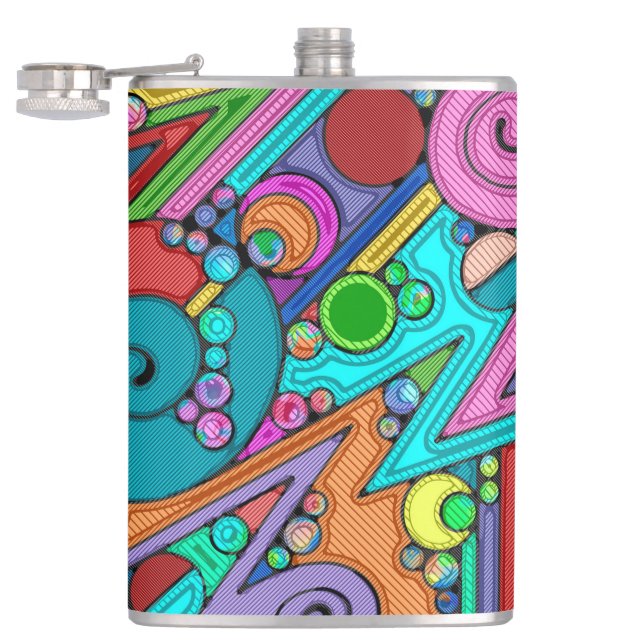 Hand And Digitally Painted Pattern Art 12 Flask (Opened)