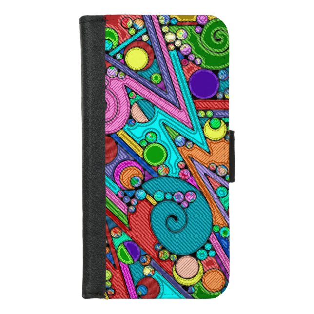 Hand And Digitally Painted Pattern Art 12 iPhone Wallet Case (Front)