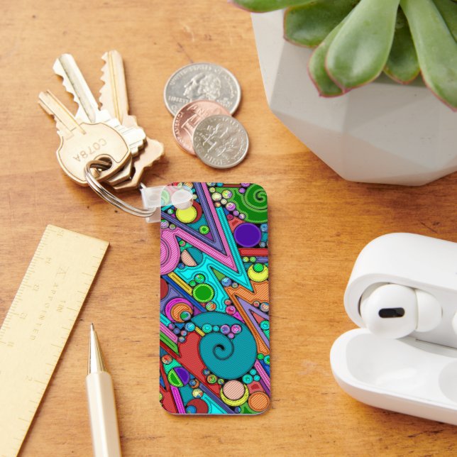 Hand And Digitally Painted Pattern Art 12 Keychain (Desk)
