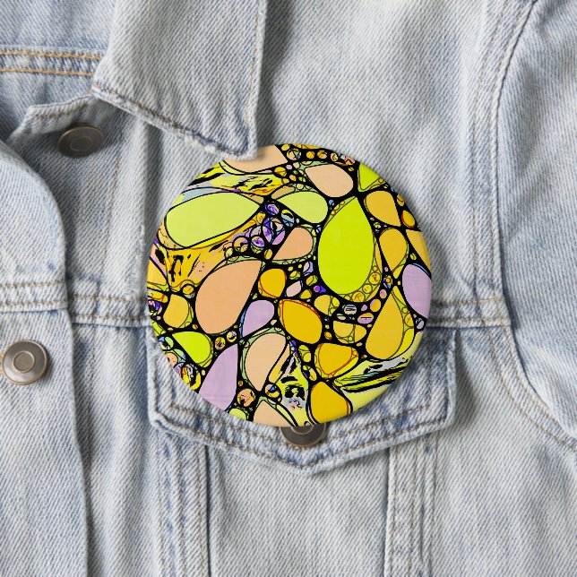 Hand And Digitally Painted Pattern Art 13 Button (In Situ)