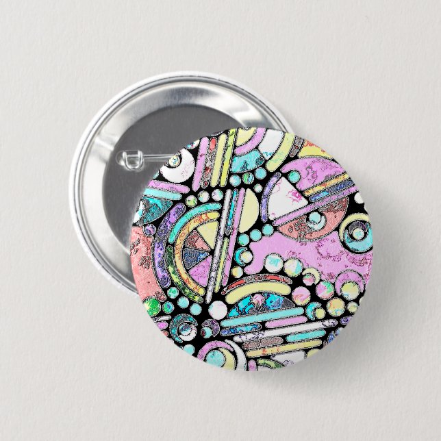 Hand And Digitally Painted Pattern Art 17 Button (Front & Back)