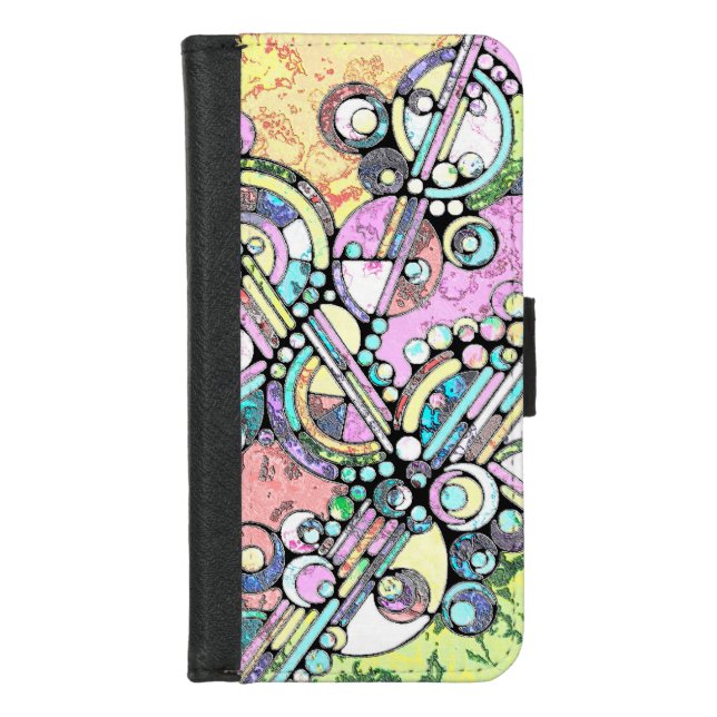 Hand And Digitally Painted Pattern Art 17 iPhone Wallet Case (Front)