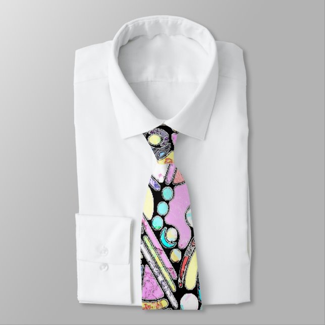 Hand And Digitally Painted Pattern Art 17 Neck Tie (Tied)
