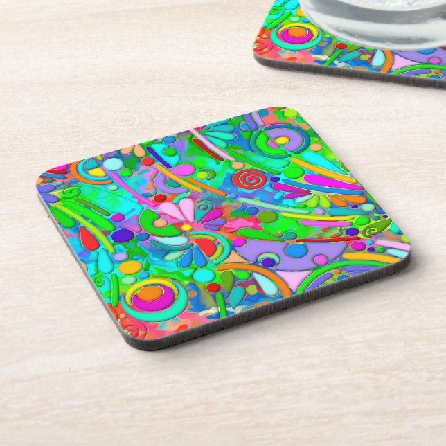 Hand And Digitally Painted Pattern Art 18 Beverage Coaster (Left Side)