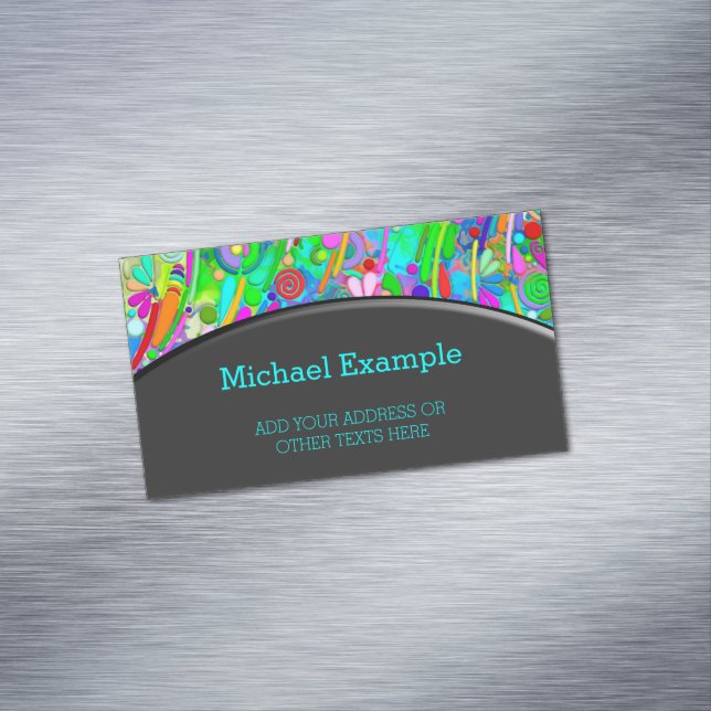 Hand And Digitally Painted Pattern Art 18 Business Card Magnet (In Situ)