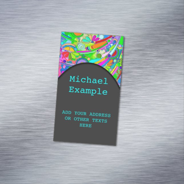 Hand And Digitally Painted Pattern Art 18 Business Card Magnet (In Situ)