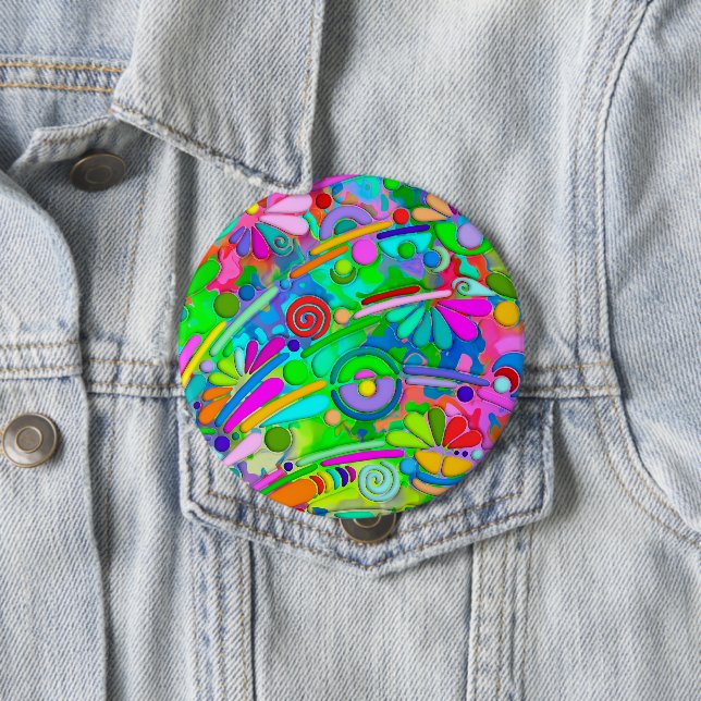 Hand And Digitally Painted Pattern Art 18 Button (In Situ)