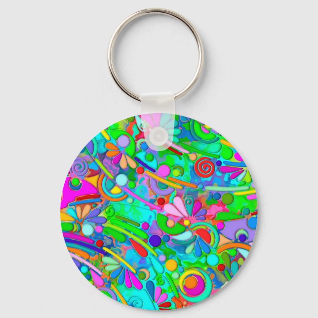 Hand And Digitally Painted Pattern Art 18 Keychain (Front)