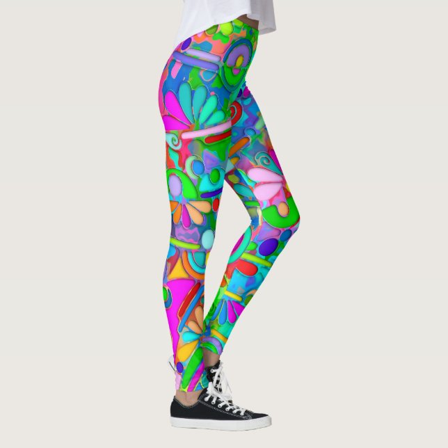 Hand And Digitally Painted Pattern Art 18 Leggings (Right)