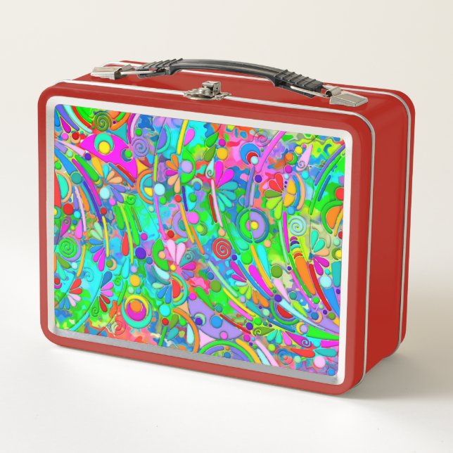 Hand And Digitally Painted Pattern Art 18 Metal Lunch Box (Front)