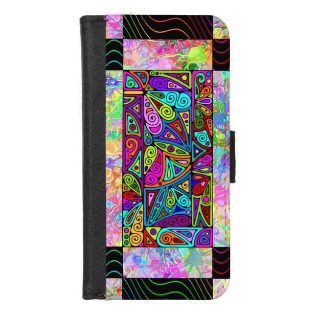 Hand And Digitally Painted Pattern Art 1 iPhone Wallet Case (Front)