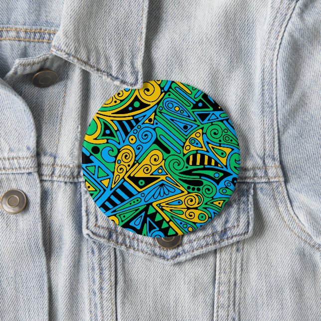Hand And Digitally Painted Pattern Art 21 Button (In Situ)