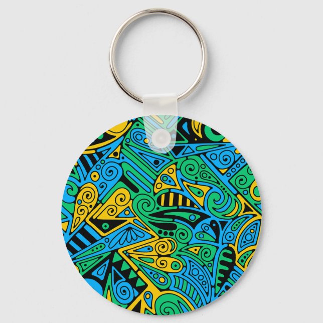 Hand And Digitally Painted Pattern Art 21 Keychain (Front)