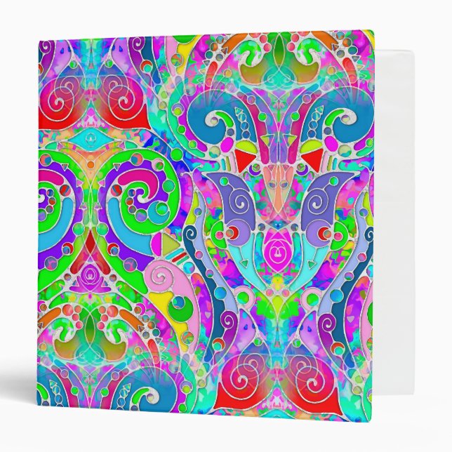 Hand And Digitally Painted Pattern Art 22 3 Ring Binder (Front/Inside)