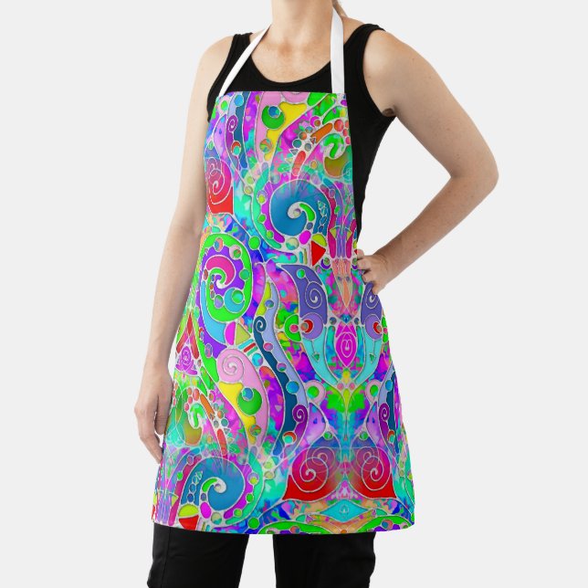 Hand And Digitally Painted Pattern Art 22 Apron (Insitu)
