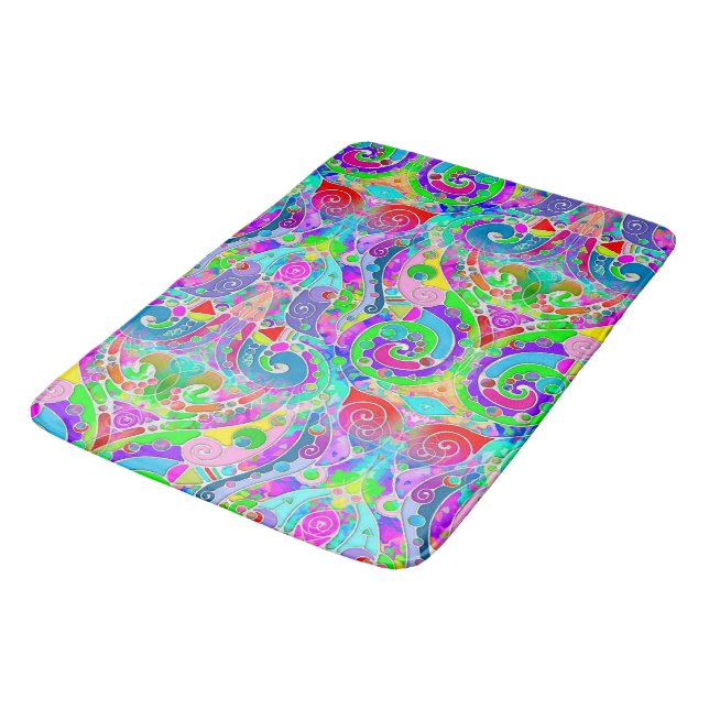 Hand And Digitally Painted Pattern Art 22 Bath Mat (Angled)