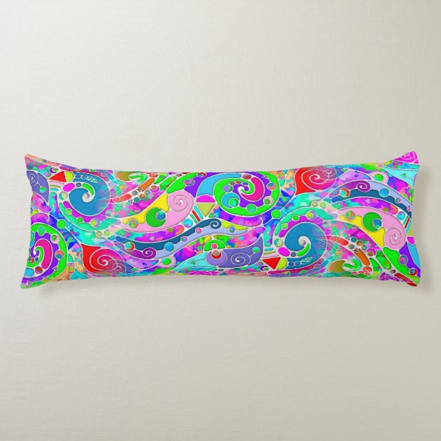 Hand And Digitally Painted Pattern Art 22 Body Pillow (Front)
