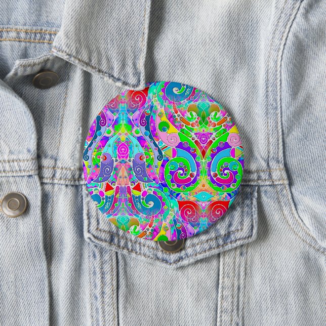 Hand And Digitally Painted Pattern Art 22 Button (In Situ)