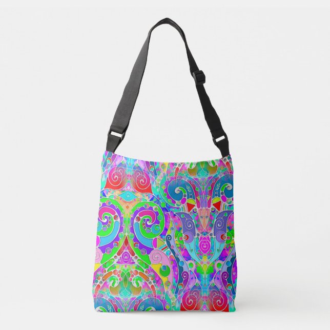 Hand And Digitally Painted Pattern Art 22 Crossbody Bag (Front)