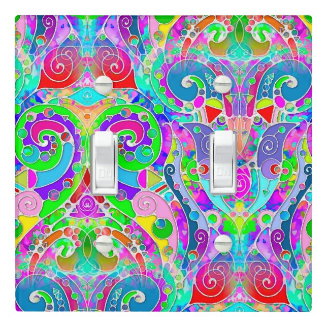 Hand And Digitally Painted Pattern Art 22 Light Switch Cover (In Situ)