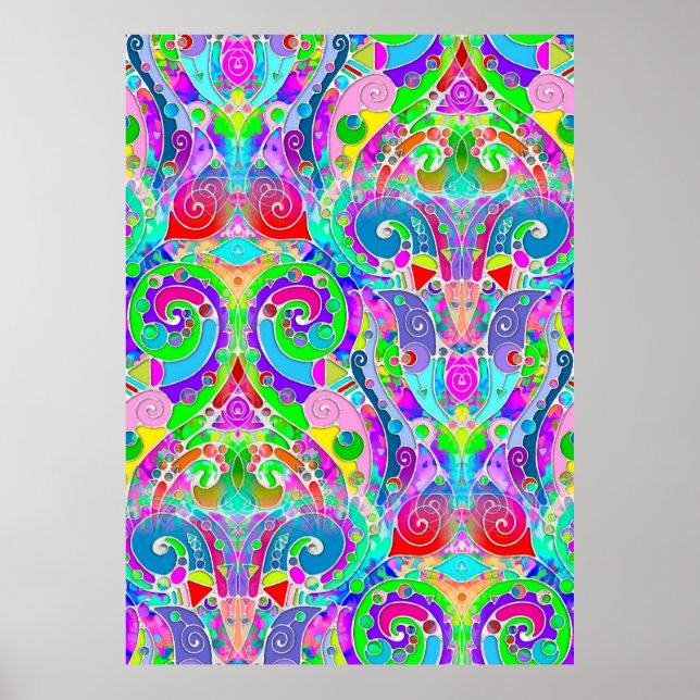 Hand And Digitally Painted Pattern Art 22 Poster (Front)