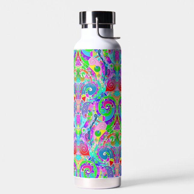 Hand And Digitally Painted Pattern Art 22 Water Bottle (Left)