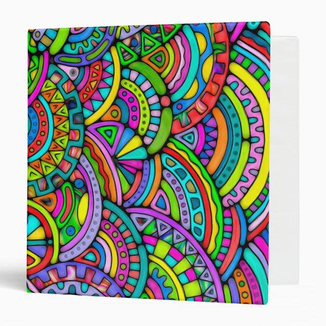 Hand And Digitally Painted Pattern Art 27 3 Ring Binder (Front/Inside)