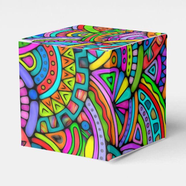 Hand And Digitally Painted Pattern Art 27 Favor Boxes (Front Side)