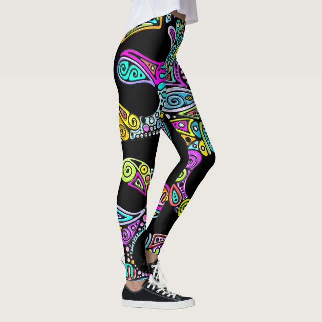 Hand And Digitally Painted Pattern Art 28 Leggings (Right)
