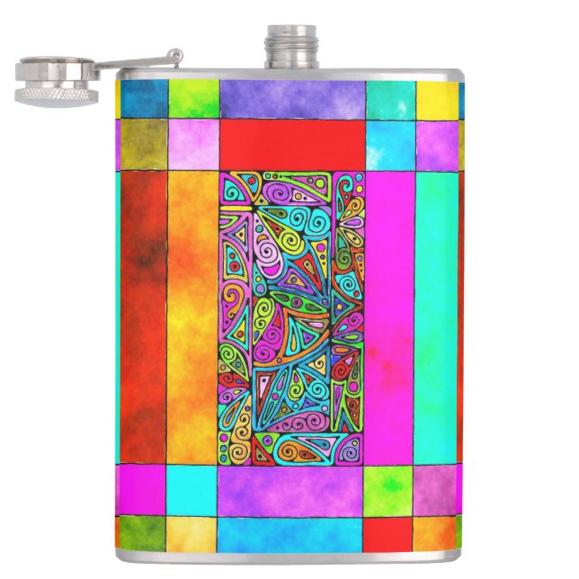 Hand And Digitally Painted Pattern Art 2 Flask (Opened)