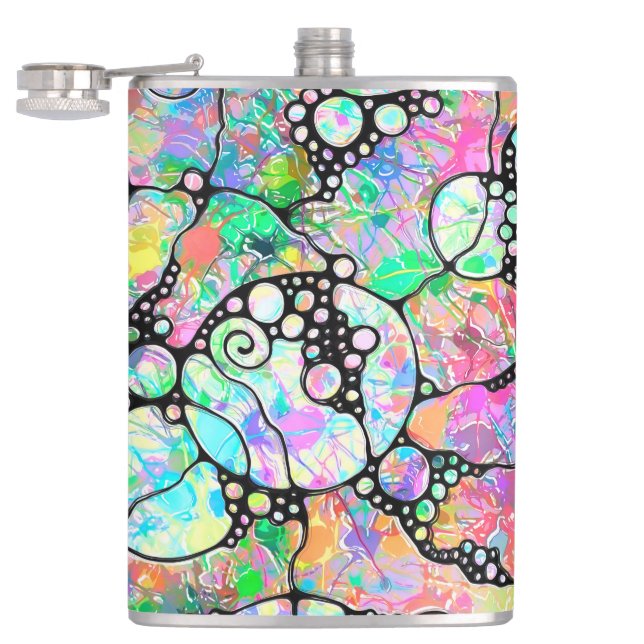 Hand And Digitally Painted Pattern Art 31 Flask (Opened)