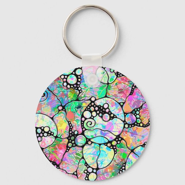 Hand And Digitally Painted Pattern Art 31 Keychain (Front)