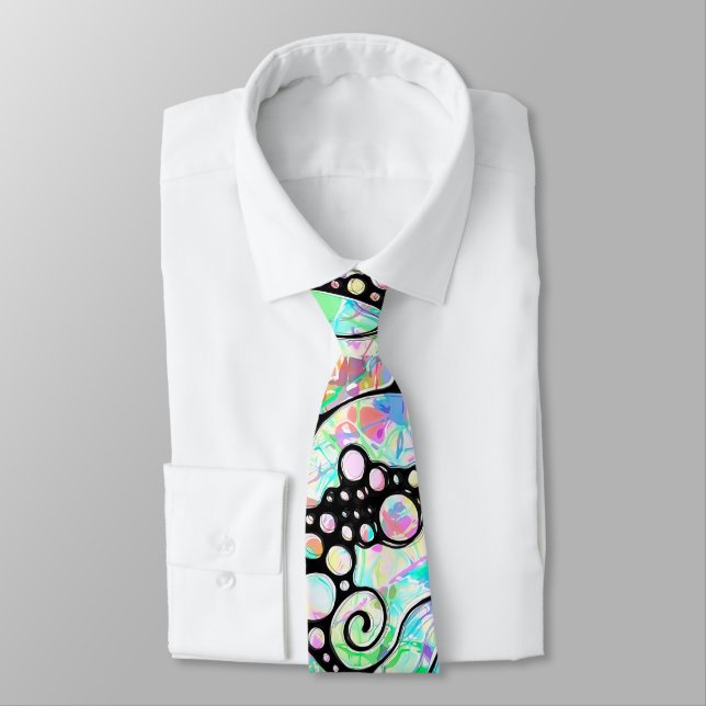 Hand And Digitally Painted Pattern Art 31 Neck Tie (Tied)