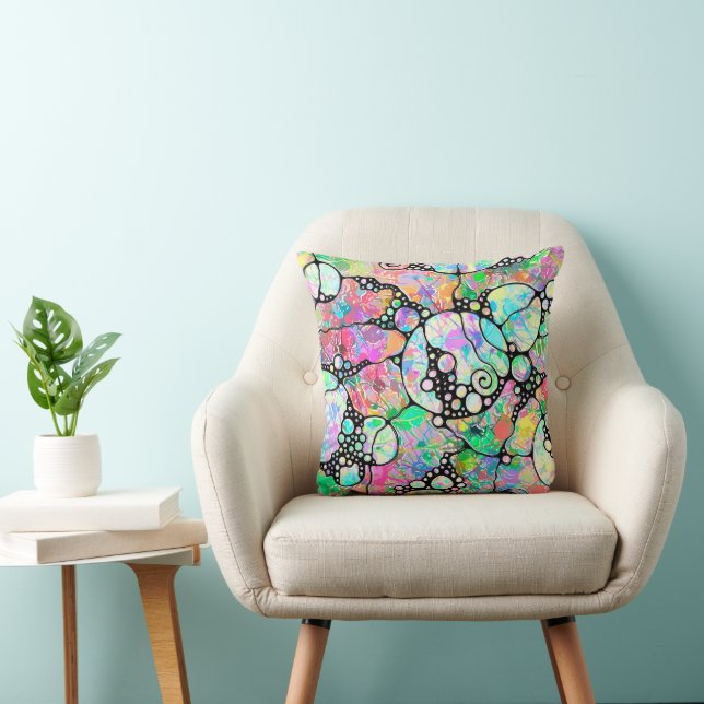 Hand And Digitally Painted Pattern Art 31 Throw Pillow (Chair)