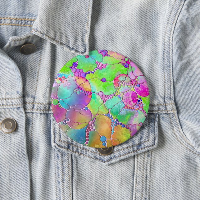 Hand And Digitally Painted Pattern Art 41 Button (In Situ)