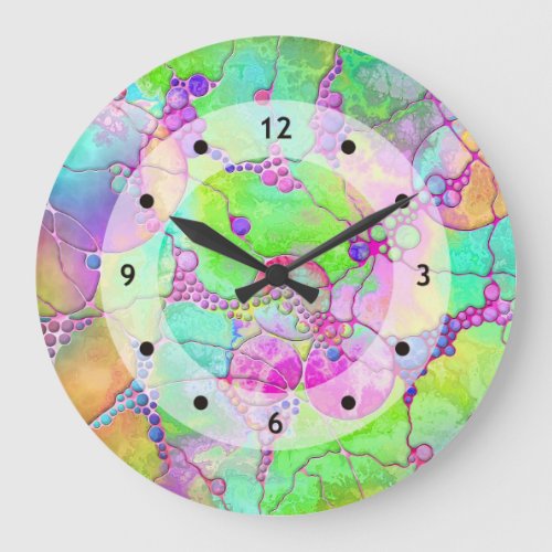 Hand And Digitally Painted Pattern Art 41 Large Clock