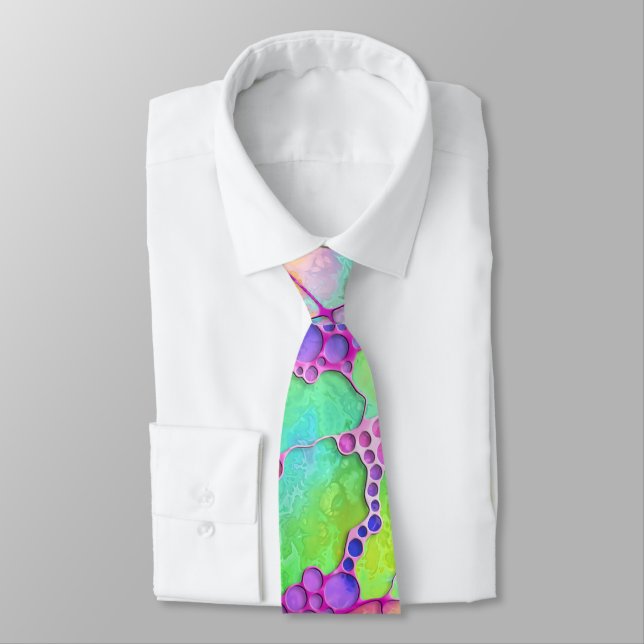 Hand And Digitally Painted Pattern Art 41 Neck Tie (Tied)