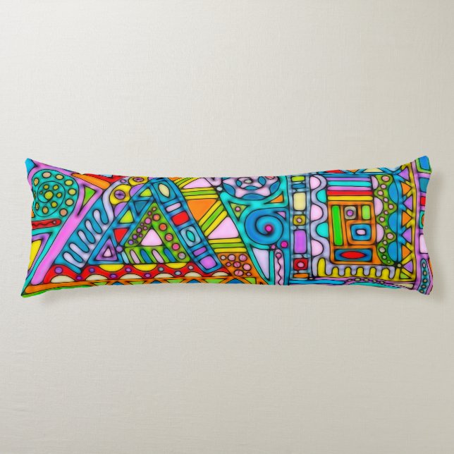 Hand And Digitally Painted Pattern Art 53 Body Pillow (Front)