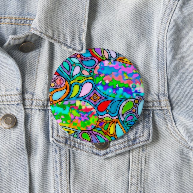 Hand And Digitally Painted Pattern Art 54 Button (In Situ)