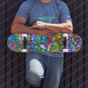 Hand And Digitally Painted Pattern Art 54 Skateboard