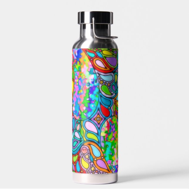 Hand And Digitally Painted Pattern Art 54 Water Bottle (Left)