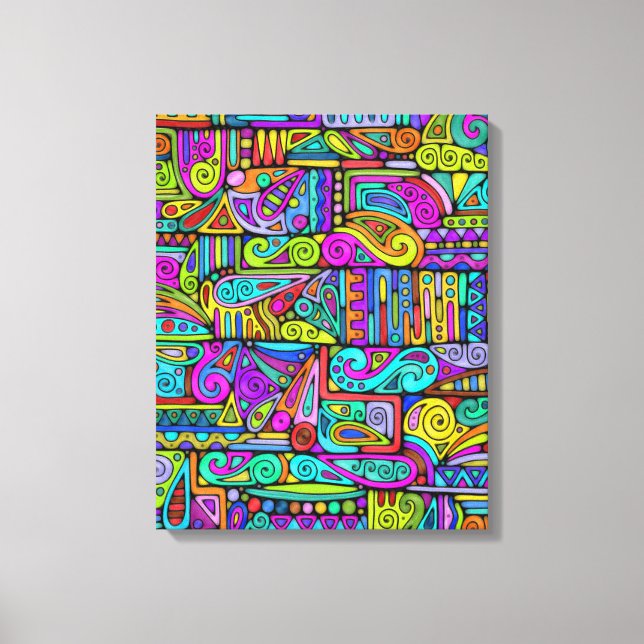 Hand And Digitally Painted Pattern Art 5 Canvas Print (Front)