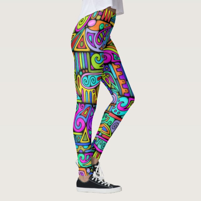 Hand And Digitally Painted Pattern Art 5 Leggings (Right)