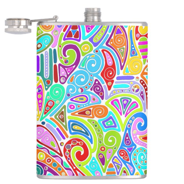 Hand And Digitally Painted Pattern Art 7 Flask (Opened)