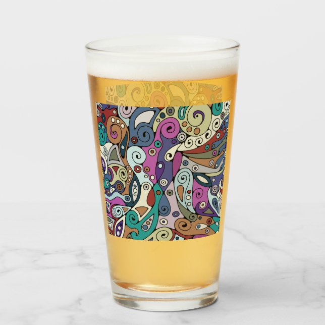 Hand And Digitally Painted Pattern Art 8 Glass (Front Filled)