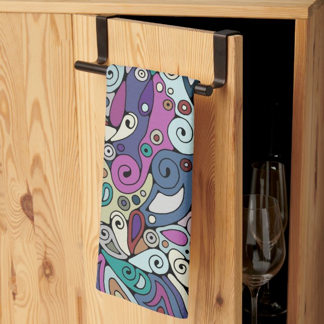 Hand And Digitally Painted Pattern Art 8 Kitchen Towel (Thirds Fold)