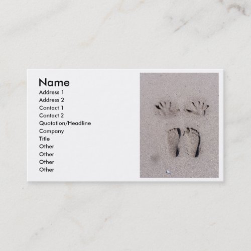 Hand and Feet prints in Florida beach sand Business Card