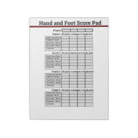 Hand and Foot Card Game Score Pad