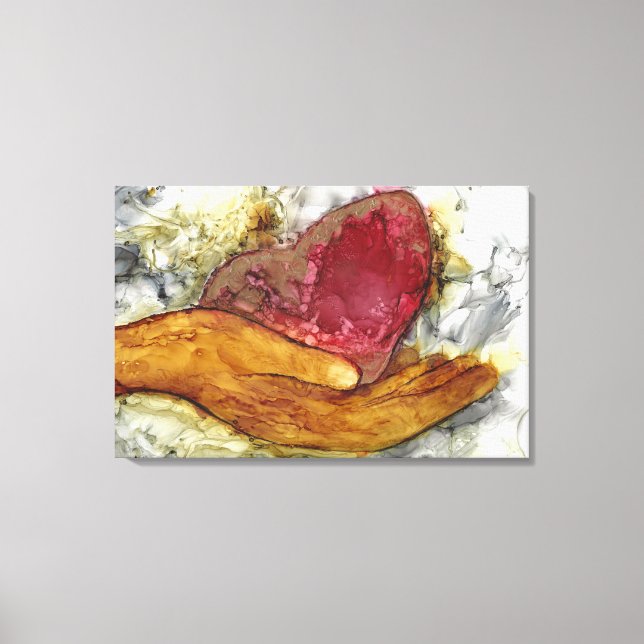 Hand and Heart with Love framed wrapped Canvas Print (Front)